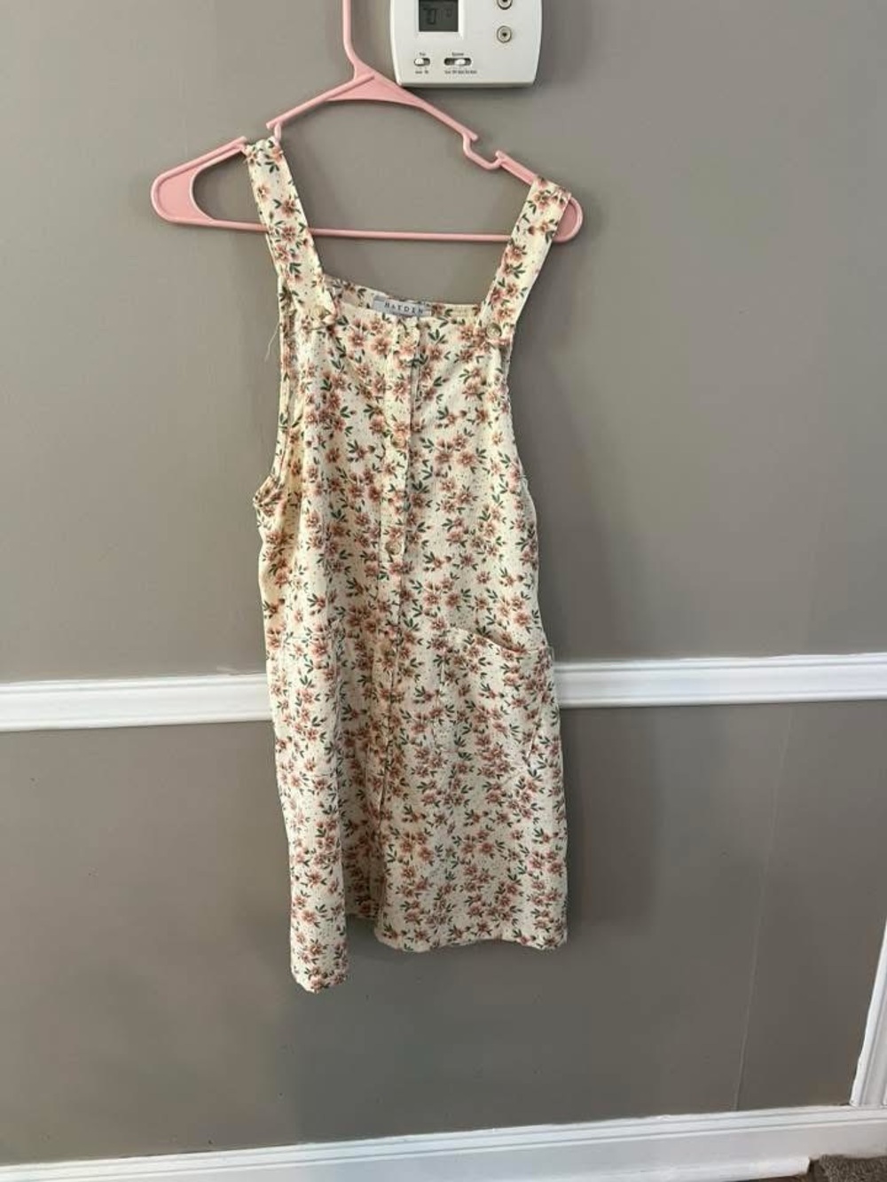 Floral Cream Sleeveless Pinafore Dress
